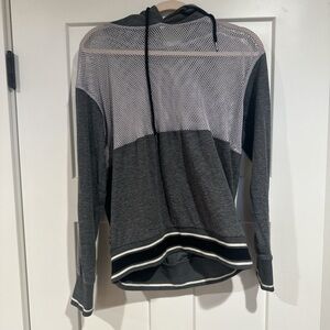 Gray and White Mesh Hoodie